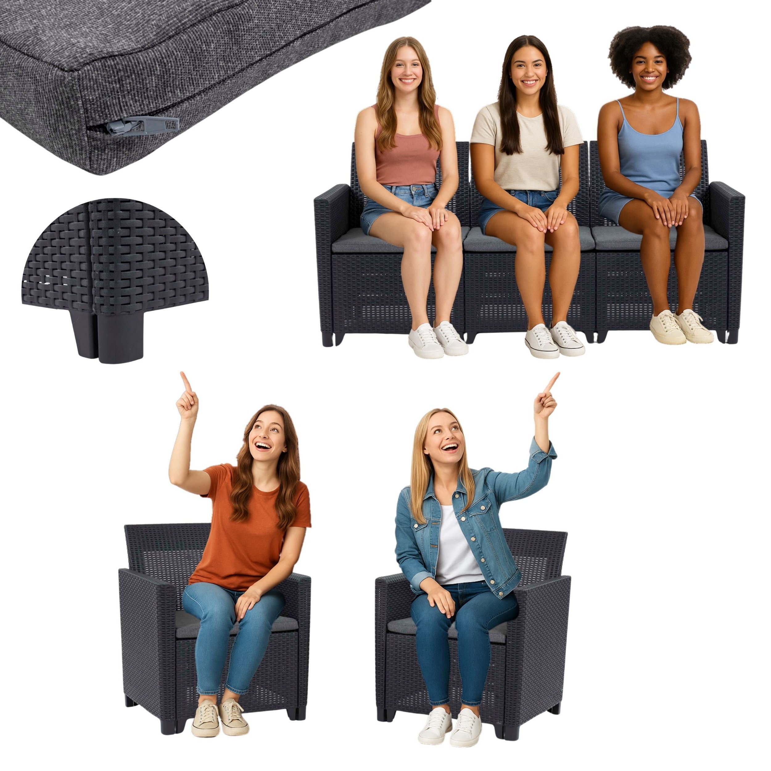 KETER Zestaw mebli ogrodowych Marie dla 5 osób grafitowy, bez stołu