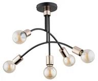 Lampy sufitowe - Alfa Lusco 63139 lampa wisząca zwis 5x60W E27 czarna/złota - miniaturka - grafika 1