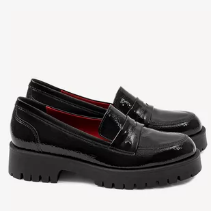 Damskie eleganckie półbuty lakierowane Heidi czarne - BRILU - Półbuty damskie - miniaturka - grafika 1