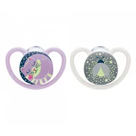 Smoczki uspokajające - NUK Space Night smoczek silikonowy uspokajający świecący w ciemności 6-18m 2 sztuki [736619B] 1149932 - miniaturka - grafika 1