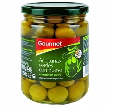 Gourmet Oliwki Zielone z Pestką – Klasyczne Hiszpańskie Aceitunas 420 g