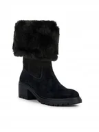 Botki damskie - GEOX BOTKI SKÓRZANE ZA KOSTKĘ OCIEPLANE CZARNE 39 JTA - miniaturka - grafika 1