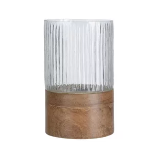 Lampion na tealighty ze szkła i drewna - Świeczniki - miniaturka - grafika 1