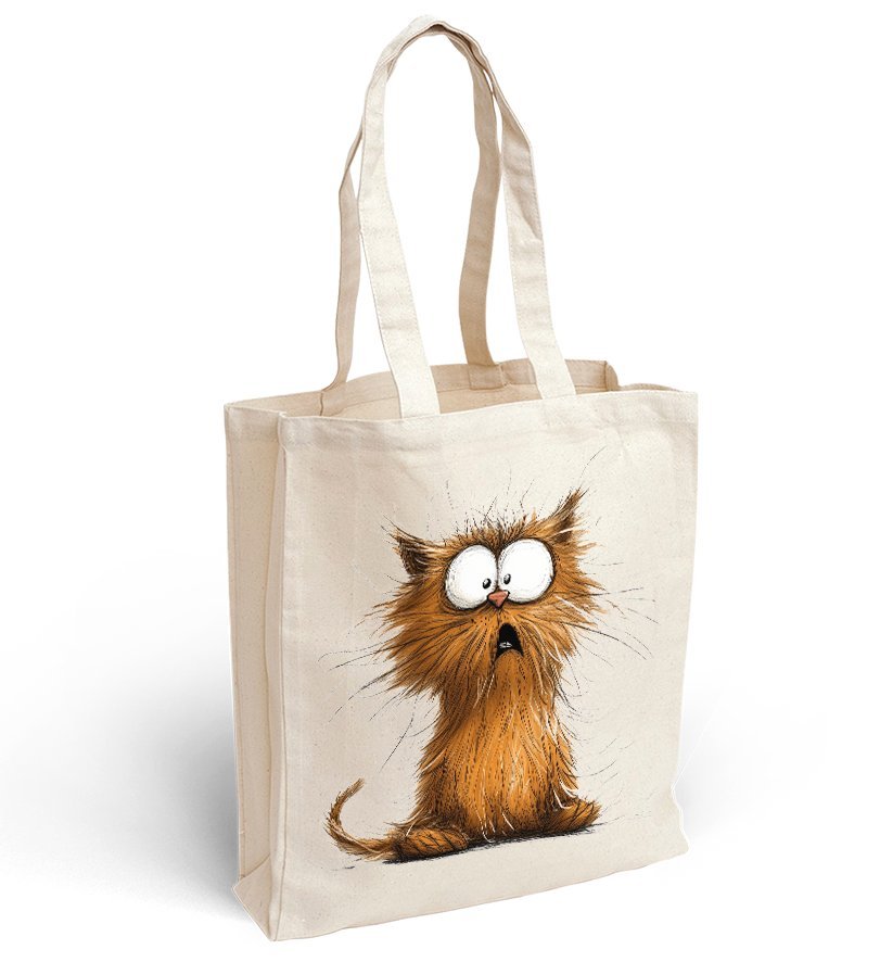 Torba bawełniana z nadrukiem zdziwiony kot