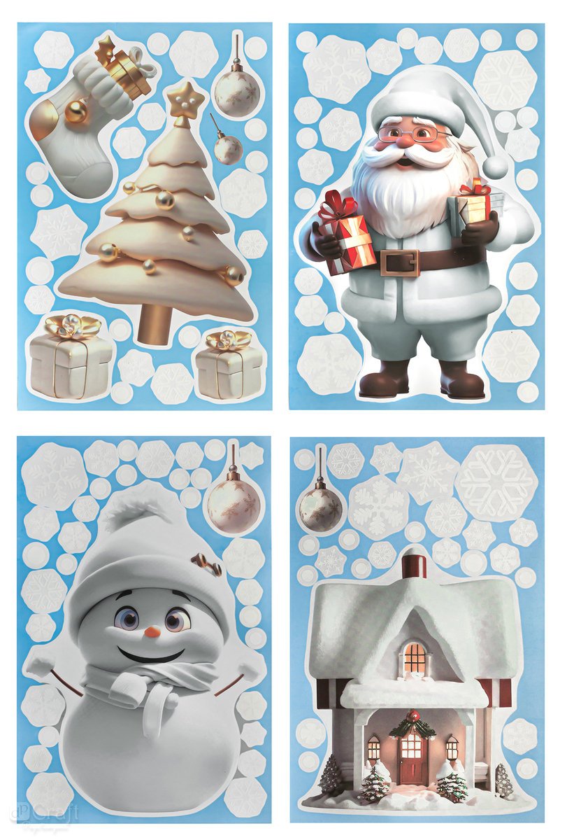 ELEKTROSTATYCZNE NAKLEJKI NA SZYBĘ 113 SZT. - WHITE CHRISTMAS