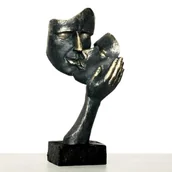 Figurki dekoracyjne - Nowoczesna Figurka Ozdobna - Rzeźba Dekoracyjna Twarze w Dłoni - miniaturka - grafika 1