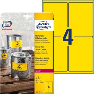 Avery Zweckform Zweckform Heavy Duty 99,1 x 139 mm żółte (L6127-20) - Papier do drukarek - miniaturka - grafika 1