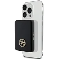 Powerbanki - Powerbank indukcyjny GUESS 4G Strassed Metal Logo MagSafe 15W 5000 mAh Czarny - miniaturka - grafika 1