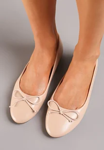 Beżowe Balerinki z Cienką Kokardką Ivna - Baleriny - miniaturka - grafika 1