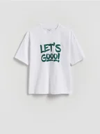 Koszulki dla chłopców - Reserved - T-shirt z nadrukiem - złamana biel - miniaturka - grafika 1
