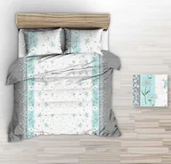 Pościel - Pościel z kory 160x200 biała szara błękitna polne kwiaty - miniaturka - grafika 1