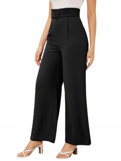 SHEIN SPODNIE DAMSKIE CZARNE ELEGANCKIE NA ZAMEK Z PASKIEM 40/42 1HB