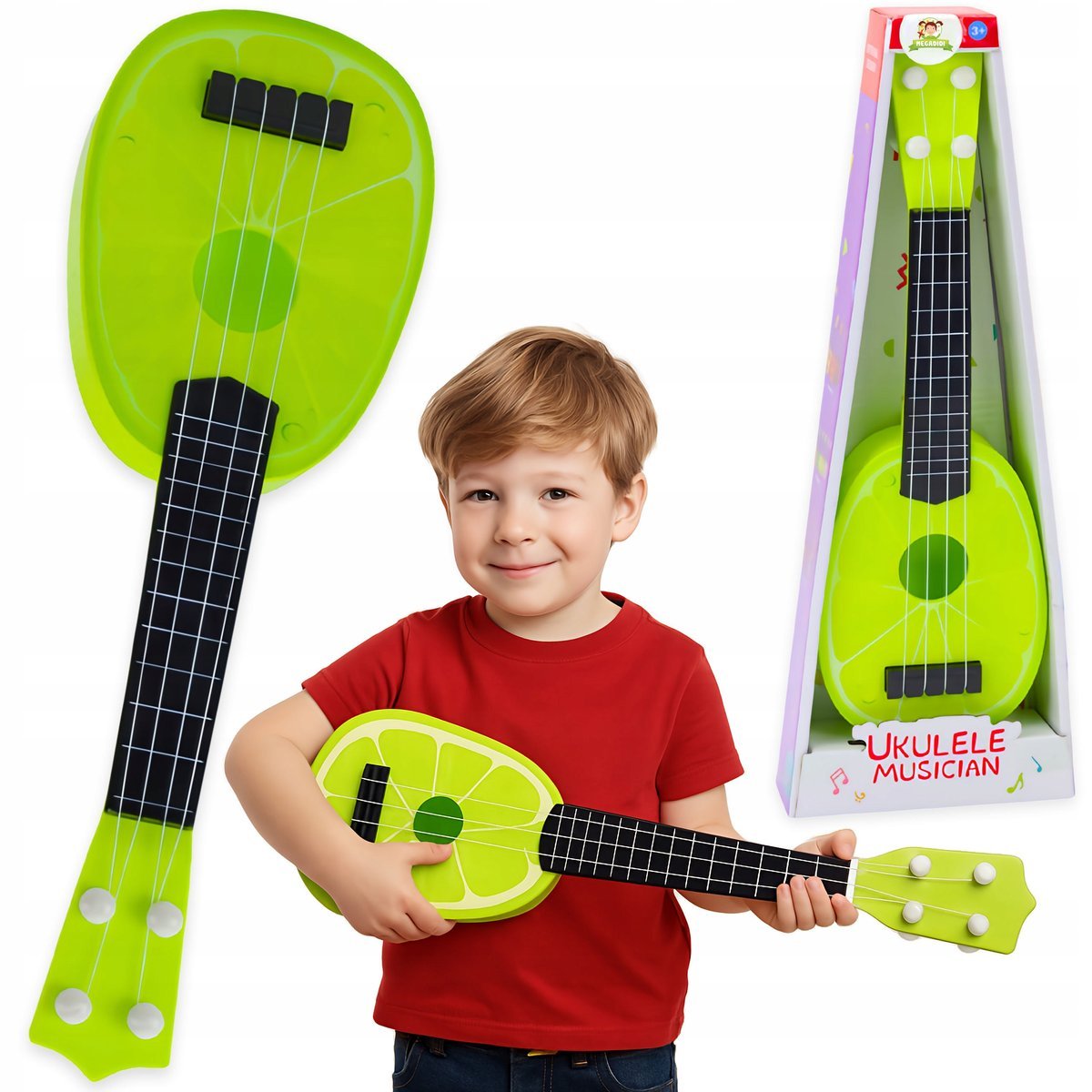 Zabawka Gitara dla Dzieci Duża Ukulele Gra Instrument Bezpieczne Struny