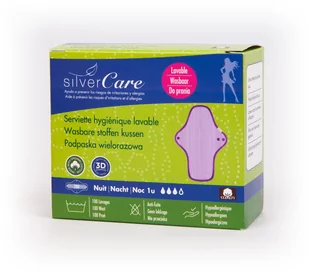 Silver Care, Podpaska Wielorazowa Na Noc 100% Certyfikowanej Bawełny Organicznej, 1 Szt. - Podpaski - miniaturka - grafika 1
