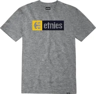 Koszulki męskie - t-shirt męski ETNIES NEW BOX TEE Grey/Black/Yellow - miniaturka - grafika 1