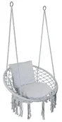 Fotele ogrodowe wiszące - Szara huśtawka bocianie gniazdo z frędzlami S0-P85 - miniaturka - grafika 1