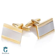 Spinki do mankietów i krawatów - Srebrno- złote spinki do mankietów X2 N9929 - miniaturka - grafika 1