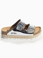 Klapki i japonki damskie - BAYTON Klapki "Alcee" w kolorze srebrnym - miniaturka - grafika 1