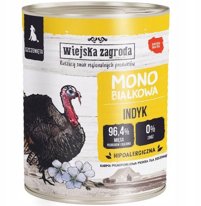 Wiejska Zagroda Karma mokra dla psa Monobiałkowa Indyk szczeniak 800g