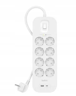 Belkin SurgePlus 8xFR 1xUSB-A 1xUSB-C 900J 2M - Listwy zasilające - miniaturka - grafika 1
