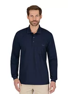Koszulki męskie - Trigema Męska koszulka polo z długim rękawem, Niebieski (granatowy 046), XL - miniaturka - grafika 1