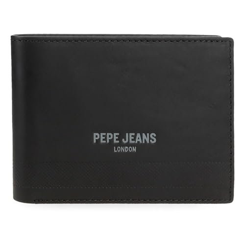 Pepe Jeans Głęboki portfel z portmonetką czarny 12,5x9,5x1 cm Skóra by Joumma Bags, Czarny (Black), Talla única, Portfel z portfelem