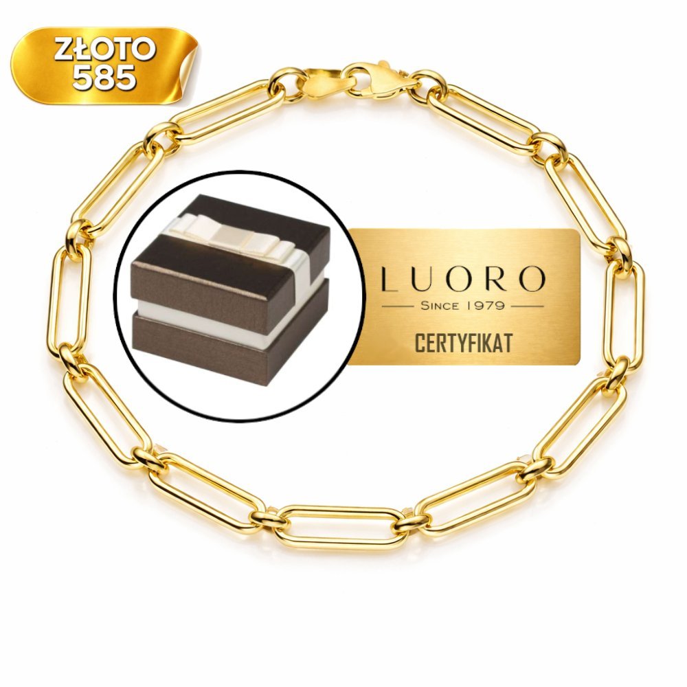 Bransoletka złota 585 14K długie ogniwa owal 17,5 CM elegancka delikatna