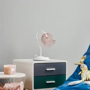 Lampa stołowa Mia z różowym kloszem siatkowym - Lampy stojące - miniaturka - grafika 2