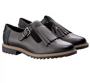 Buty CLARKS Griffin Mia rozmiar 36 skórzane półbuty z klamrą i frędzlami - Półbuty damskie - miniaturka - grafika 1