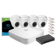 Zestawy do monitoringu - Zestaw monitoringu IP Dahua NVR 1TB 4 kamery kopułowe 2MPx - miniaturka - grafika 1