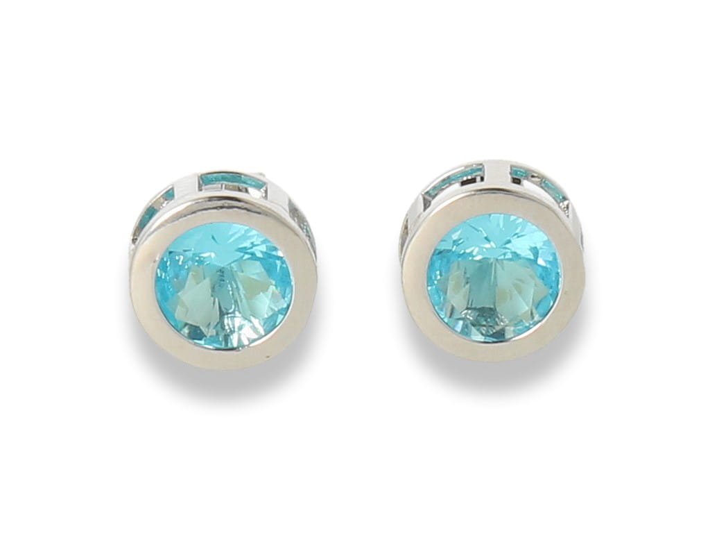 Klipsy do uszu srebrne okrągłe turkusowe