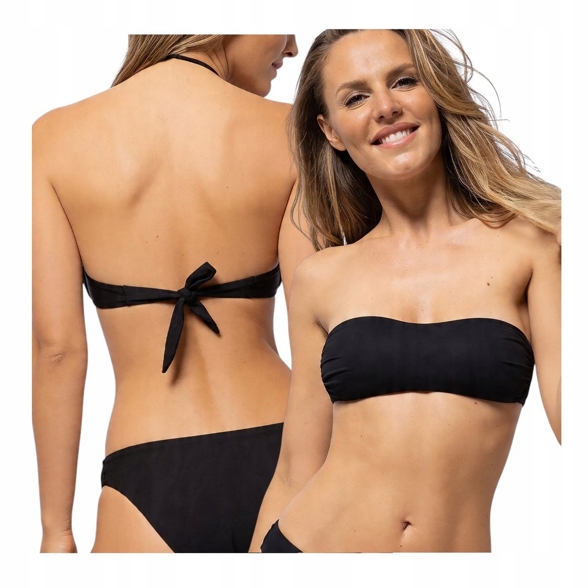Góra od stroju kąpielowego czarna 75B bikini biustonosz usztywniany Sielei