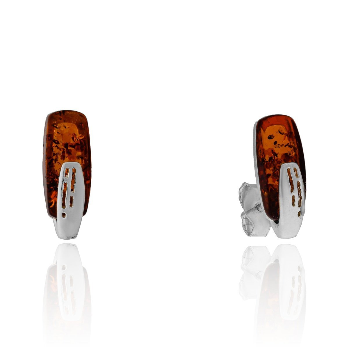 Srebrne kolczyki z bursztynem sztyft pr. 925