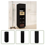 Szafki na buty - The Living Store Stojak na buty czarny 30x34x105 cm lite drewno sosnowe - miniaturka - grafika 1