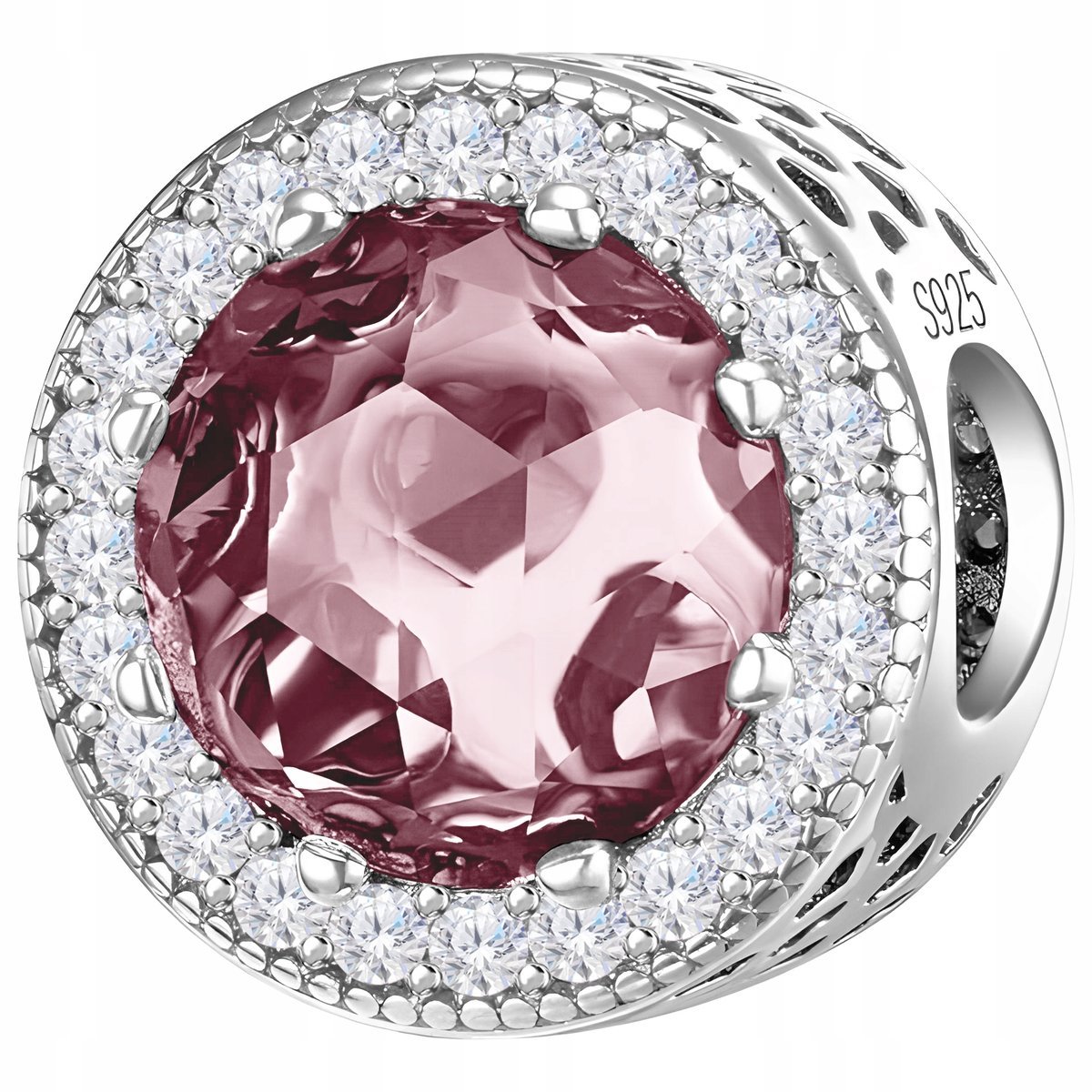 Charms Srebrny Koralik Klejnot z Cyrkoniami Kamień Serce Love SREBRO 925