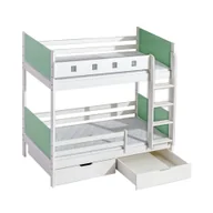 Łóżka dla dzieci i młodzieży - Łóżko Piętrowe z Szufladami Hubert Dolmar Sosna Barwiona na Biel, Róż R40B - miniaturka - grafika 1