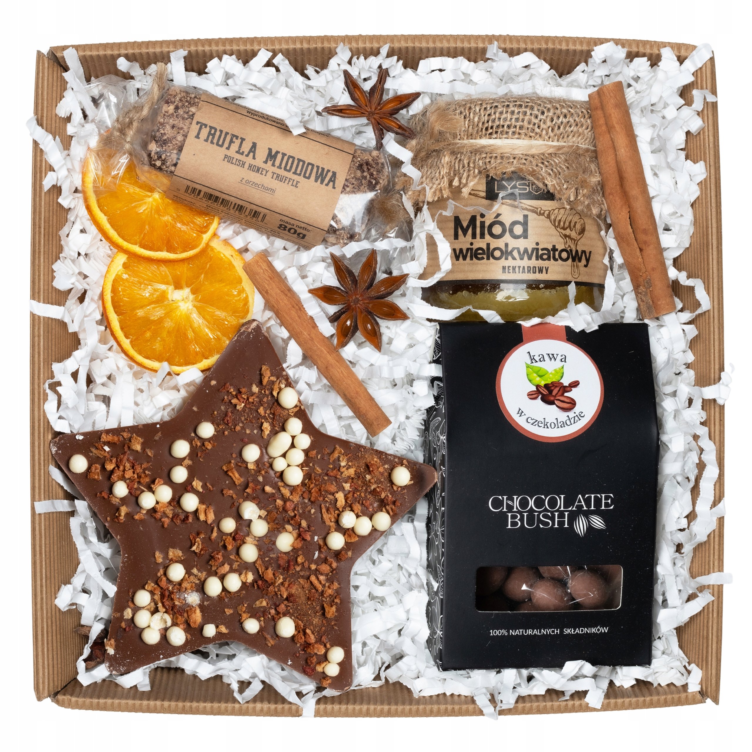 Zestaw wigilia miód kawa czekolada trufla słodkie box upominek po choinke