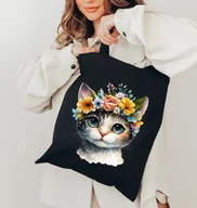 Torby i wózki na zakupy - Torba na zakupy bawełniana z kotem - kotek6 - miniaturka - grafika 1