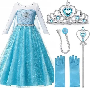 ZOLTA Przebranie Elza z dodatkami Korona Warkocz Rękawiczki - Stroje karnawałowe - miniaturka - grafika 1