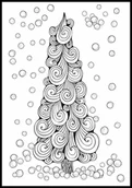 Kolorowanki, wyklejanki - Kolorowanka choinka i płatki śniegu, święta, zima, Boże Narodzenie - miniaturka - grafika 1