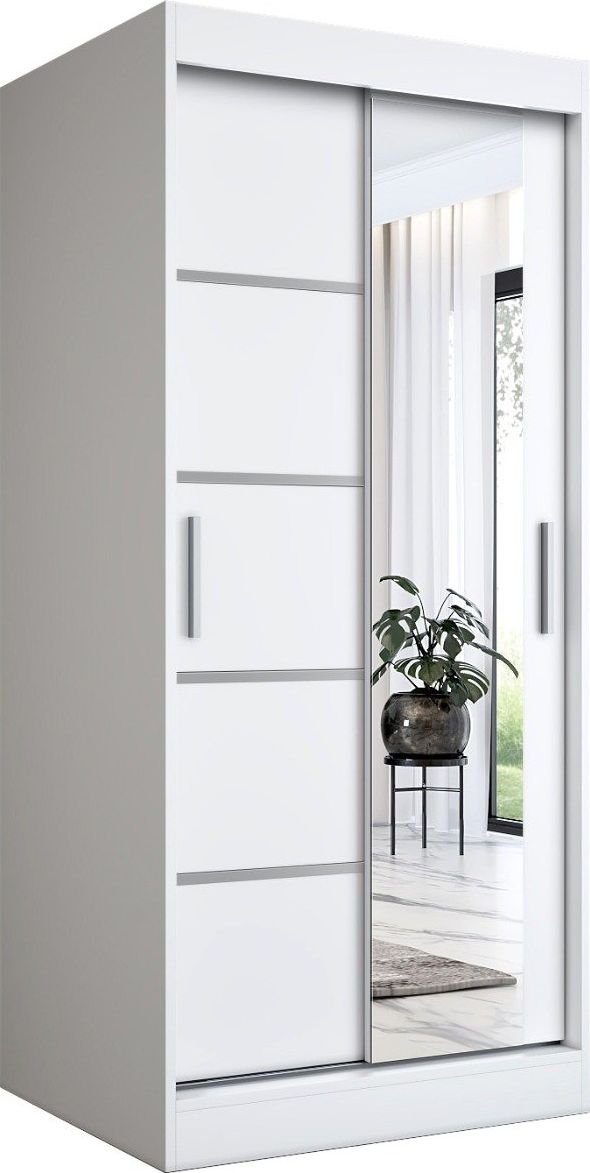 MKPOL Szafa przesuwna MODUO COMFORT 2 90 biała mat z lustrem