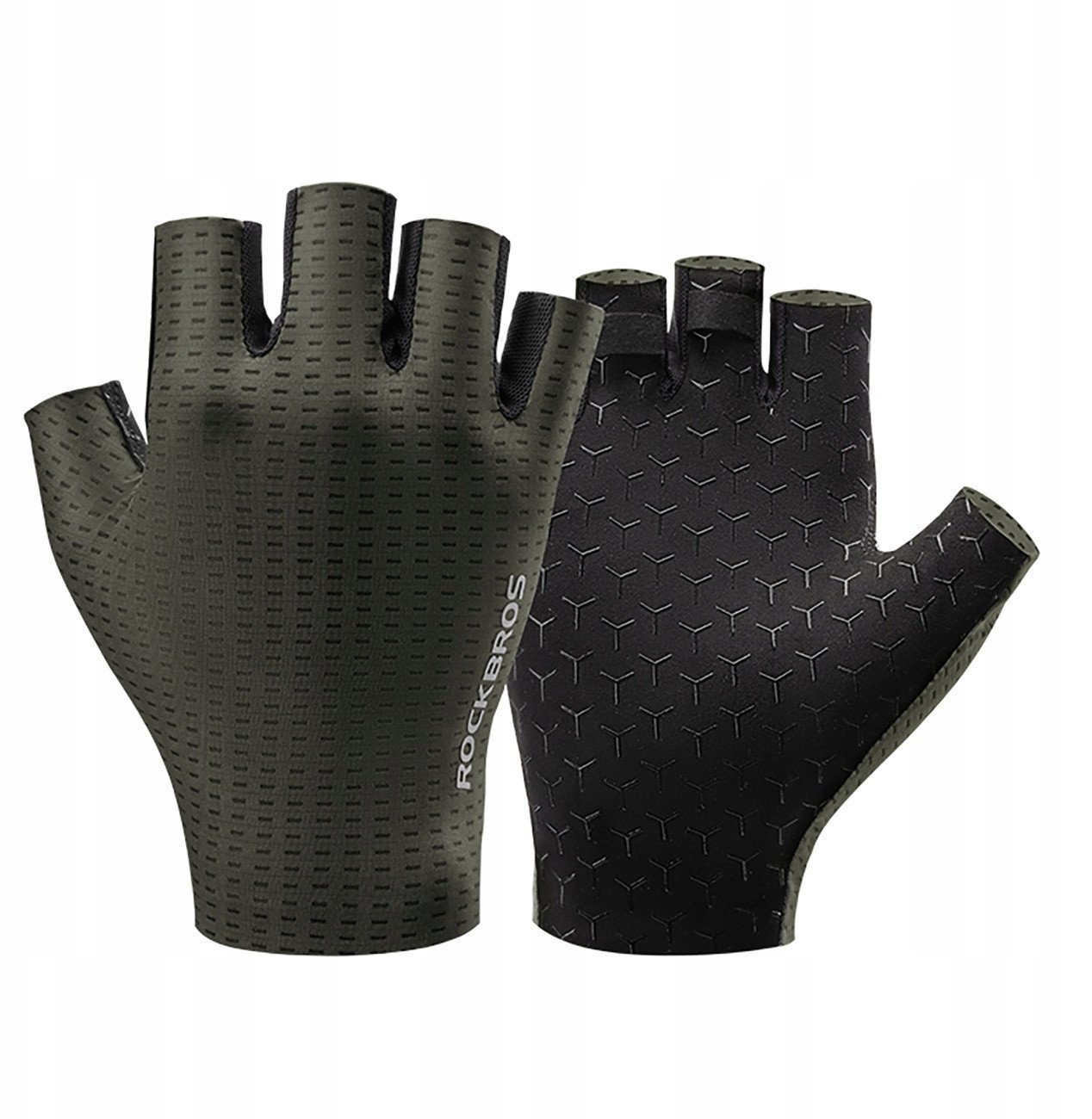 Rękawiczki rowerowe Rockbros oddychające, krótkie palce, rozmiar: M - zielone