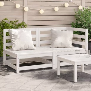 vidaXL Sofa ogrodowa, 2-osobowa, biała, lite drewno sosnowe - Sofy ogrodowe - miniaturka - grafika 1