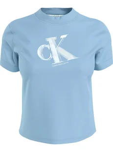 Calvin Klein Koszulka w kolorze błękitnym - Koszulki i topy damskie - miniaturka - grafika 1