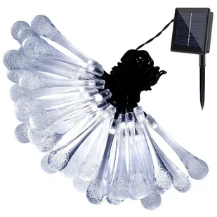 Solarna Girlanda Świetlna Ogrodowa Lampki Krople Led 6,5M Zimne - Lampy ogrodowe - miniaturka - grafika 1