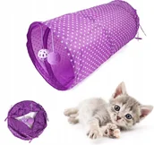 Zabawki dla kotów - SZELESZCZĄCY TUNEL DLA KOTA Z PIŁECZKAMI Składany Zabawka dla kota Różowy - miniaturka - grafika 1
