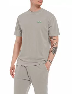 Koszulki męskie - Replay T-shirt męski z krótkim rękawem z dżerseju, 585 Nepali Grey, L - grafika 1
