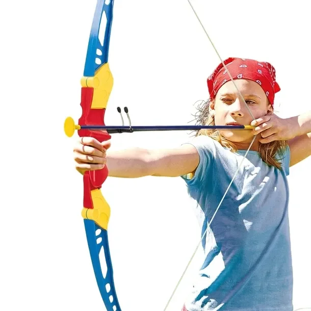 ZESTAW ŁUCZNICZY DLA DZIECI Łuk 90 cm Tarcza Strzały Przyssawki Niebieski