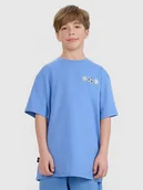 Koszulki dla chłopców - 4F T-shirt oversize z nadrukiem chłopięcy - niebieski 122 (6-7 lat) - miniaturka - grafika 1
