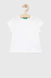 Koszulki dla dziewczynek - United Colors of Benetton t-shirt bawełniany dziecięcy kolor biały - grafika 1